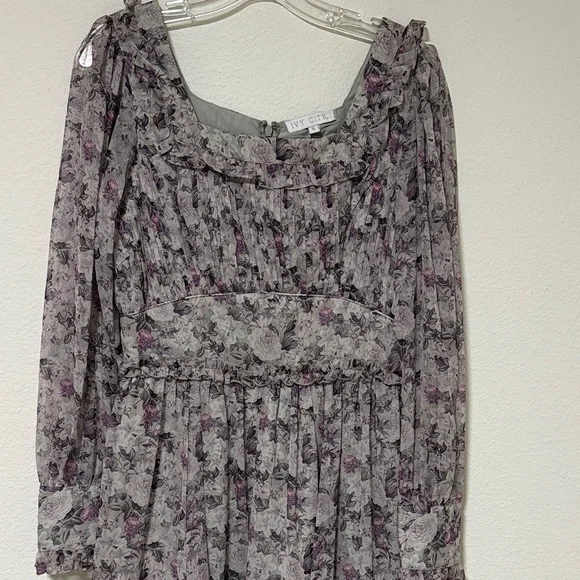 Ivy City Co Lavender Floral Long Sleeve Dress - Picture 2 of 6